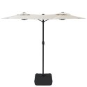  Podwójny parasol ogrodowy z LED, piaskowy, 316x240 cm