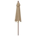  Parasol ogrodowy na drewnianym słupku, kolor taupe, 299x240 cm