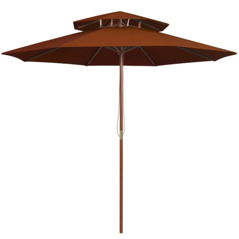  Parasol ogrodowy z dwupoziomową czaszą, terakota, 270 cm