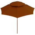  Parasol ogrodowy z dwupoziomową czaszą, terakota, 270 cm