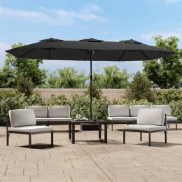  Podwójny parasol ogrodowy z LED, antracytowy, 449x245 cm