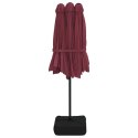  Podwójny parasol ogrodowy z LED, bordowy, 449x245 cm