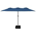  Podwójny parasol ogrodowy z LED, niebieski, 449x245 cm