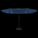  Podwójny parasol ogrodowy z LED, niebieski, 449x245 cm
