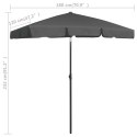  Parasol plażowy, antracytowy, 180x120 cm