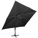  Parasol wiszący z podwójną czaszą, 400x300 cm, czarny