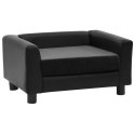 VidaXL Sofa dla psa, czarna, 60x43x30 cm, plusz i sztuczna skóra