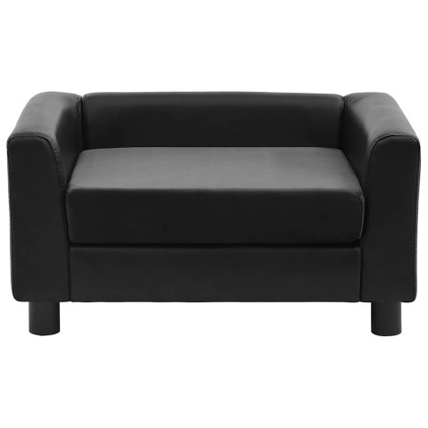 Sofa dla psa, czarna, 60x43x30 cm, plusz i sztuczna skóra Sofa dla psa, czarna, 60x43x30 cm, plusz i sztuczna skóra
