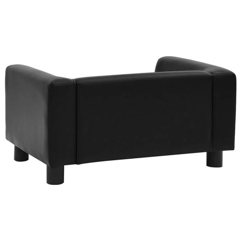 Sofa dla psa, czarna, 60x43x30 cm, plusz i sztuczna skóra Sofa dla psa, czarna, 60x43x30 cm, plusz i sztuczna skóra