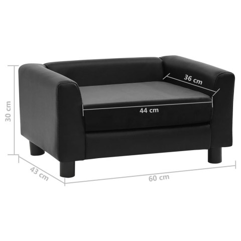 Sofa dla psa, czarna, 60x43x30 cm, plusz i sztuczna skóra Sofa dla psa, czarna, 60x43x30 cm, plusz i sztuczna skóra