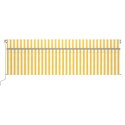  Ręcznie zwijana markiza z zasłoną i LED, 5x3 m, żółto-biała