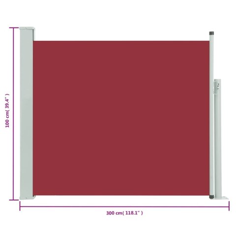 Wysuwana markiza boczna na taras, 100 x 300 cm, czerwona Wysuwana markiza boczna na taras, 100 x 300 cm, czerwona