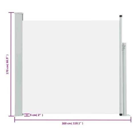 Wysuwana markiza boczna na taras, 170 x 300 cm, kremowa Wysuwana markiza boczna na taras, 170 x 300 cm, kremowa