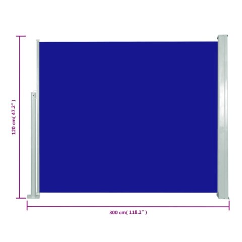 Zwijana markiza boczna, 120 x 300 cm, niebieska Zwijana markiza boczna, 120 x 300 cm, niebieska