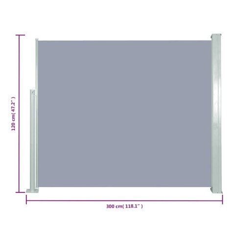 Zwijana markiza boczna, 120 x 300 cm, szara Zwijana markiza boczna, 120 x 300 cm, szara