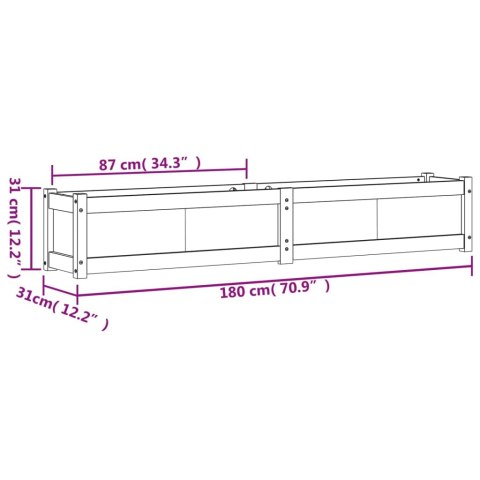 Donica ogrodowa, 180x31x31 cm, lite drewno sosnowe Donica ogrodowa, 180x31x31 cm, lite drewno sosnowe
