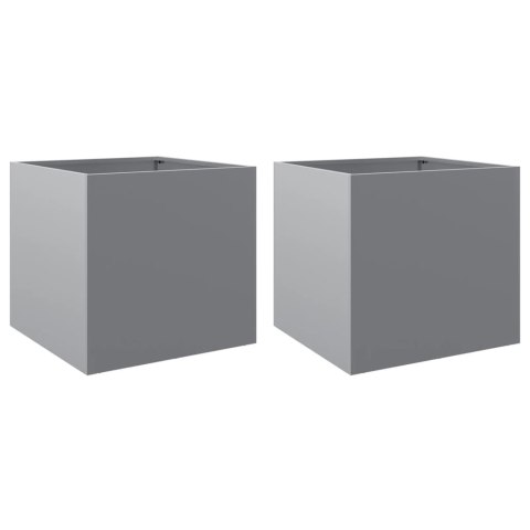 Donice, 2 szt., srebrne, 42x40x39 cm, stal galwanizowana Donice, 2 szt., srebrne, 42x40x39 cm, stal galwanizowana