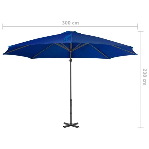Parasol wiszący z aluminiowym słupkiem, 300 cm, niebieski Parasol wiszący z aluminiowym słupkiem, 300 cm, niebieski