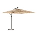  Parasol ogrodowy z LED, stalowy słupek, brązowy, 290x290x238 cm