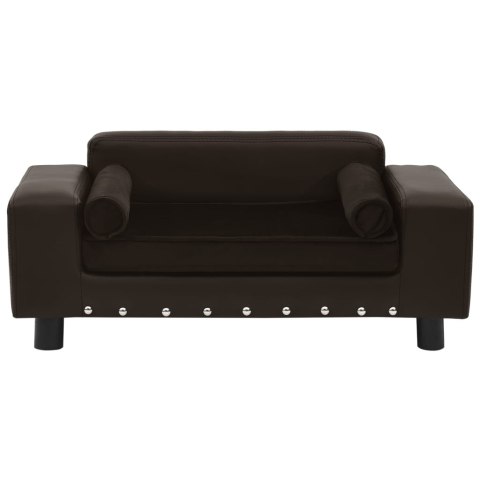 Sofa dla psa, brązowa, 81x43x31 cm, plusz i sztuczna skóra Sofa dla psa, brązowa, 81x43x31 cm, plusz i sztuczna skóra