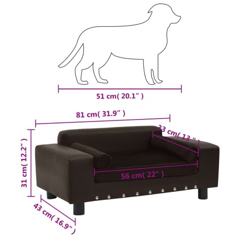 Sofa dla psa, brązowa, 81x43x31 cm, plusz i sztuczna skóra Sofa dla psa, brązowa, 81x43x31 cm, plusz i sztuczna skóra