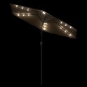  Parasol ogrodowy z LED, stalowy słupek, brązowy, 223x223x213 cm