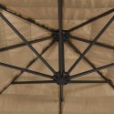  Parasol ogrodowy z LED, stalowy słupek, brązowy, 223x223x213 cm