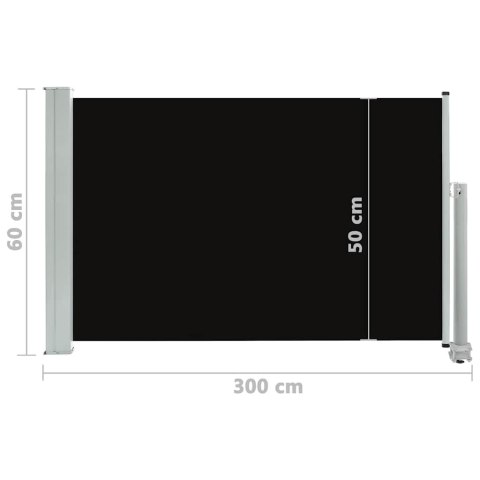 Wysuwana markiza boczna na taras, 60 x 300 cm, czarna Wysuwana markiza boczna na taras, 60 x 300 cm, czarna