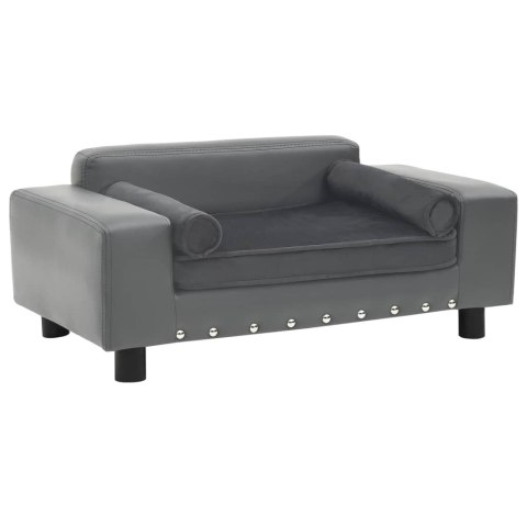 VidaXL Sofa dla psa, szara, 81x43x31 cm, plusz i sztuczna skóra