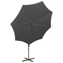  Parasol wiszący z lampkami LED i słupkiem, antracytowy, 300 cm