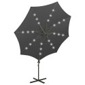  Parasol wiszący z lampkami LED i słupkiem, antracytowy, 300 cm