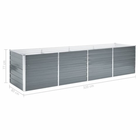 Podwyższona donica z galwanizowanej stali, 320x80x77 cm, szara Podwyższona donica z galwanizowanej stali, 320x80x77 cm, szara