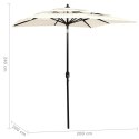  3-poziomowy parasol na aluminiowym słupku, piaskowy, 2x2 m