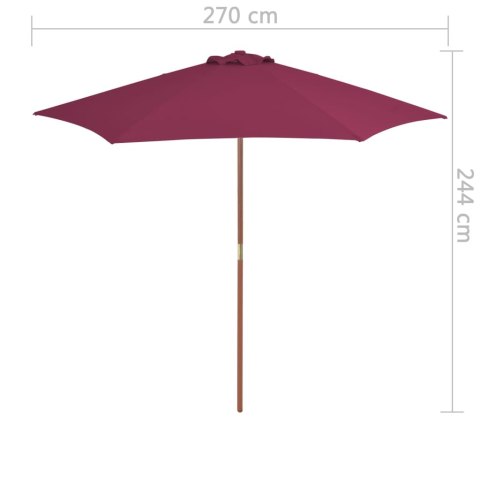 Parasol ogrodowy na drewnianym słupku, 270 cm, bordowy Parasol ogrodowy na drewnianym słupku, 270 cm, bordowy
