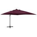 Parasol wiszący z LED i słupkiem, bordowy, 300 cm