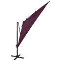  Parasol wiszący z LED i słupkiem, bordowy, 300 cm