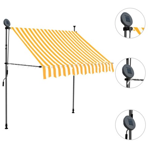 Ręcznie zwijana markiza z LED, 200 cm, biało-pomarańczowa Ręcznie zwijana markiza z LED, 200 cm, biało-pomarańczowa