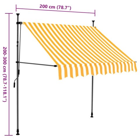 Ręcznie zwijana markiza z LED, 200 cm, biało-pomarańczowa Ręcznie zwijana markiza z LED, 200 cm, biało-pomarańczowa
