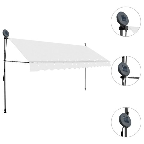 Ręcznie zwijana markiza z LED, 350 cm, kremowa Ręcznie zwijana markiza z LED, 350 cm, kremowa