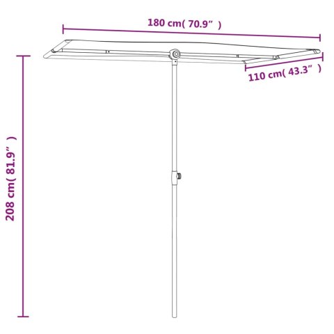 Parasol ogrodowy na aluminiowym słupku, 180x110 cm, piaskowy Parasol ogrodowy na aluminiowym słupku, 180x110 cm, piaskowy