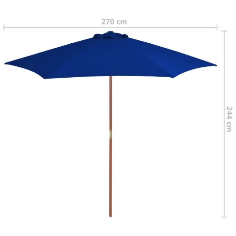 Parasol ogrodowy na drewnianym słupku, niebieski, 270 cm Parasol ogrodowy na drewnianym słupku, niebieski, 270 cm