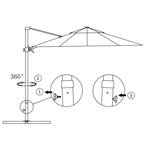 Parasol wiszący z aluminiowym słupkiem, 250x250 cm, czarny Parasol wiszący z aluminiowym słupkiem, 250x250 cm, czarny