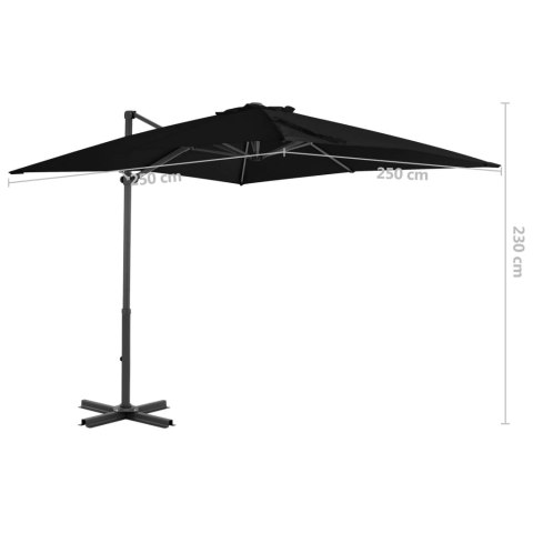 Parasol wiszący z aluminiowym słupkiem, 250x250 cm, czarny Parasol wiszący z aluminiowym słupkiem, 250x250 cm, czarny