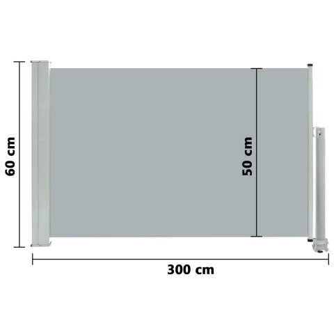 Wysuwana markiza boczna na taras, 60 x 300 cm, szara Wysuwana markiza boczna na taras, 60 x 300 cm, szara