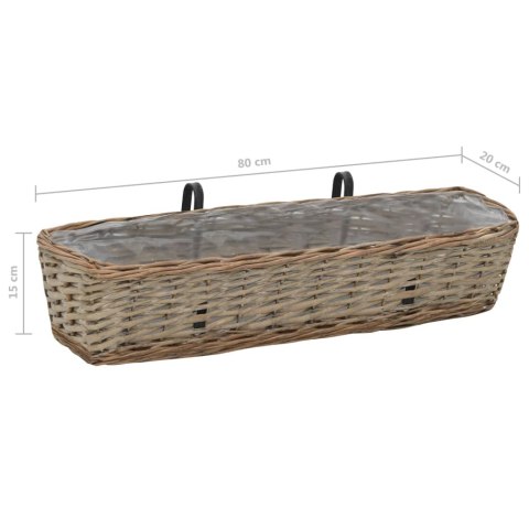 Donice balkonowe, 2 szt., wiklina z wyściółką z PE, 80 cm Donice balkonowe, 2 szt., wiklina z wyściółką z PE, 80 cm
