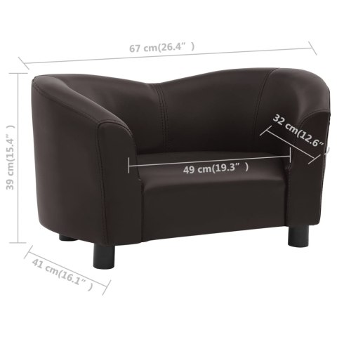 Sofa dla psa, brązowa, 67x41x39 cm, sztuczna skóra Sofa dla psa, brązowa, 67x41x39 cm, sztuczna skóra