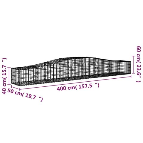 Kosze gabionowe, 3 szt, 400x50x40/60 cm, galwanizowane żelazo Kosze gabionowe, 3 szt, 400x50x40/60 cm, galwanizowane żelazo