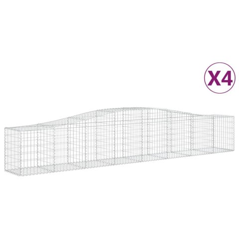 Kosze gabionowe, 4 szt, 400x50x60/80 cm, galwanizowane żelazo Kosze gabionowe, 4 szt, 400x50x60/80 cm, galwanizowane żelazo