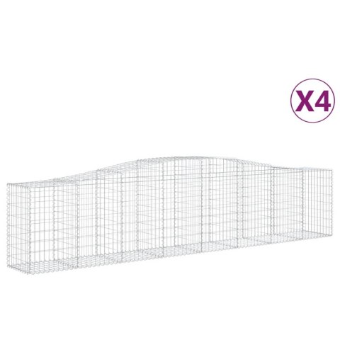 Kosze gabionowe, 4 szt, 400x50x80/100 cm, galwanizowane żelazo Kosze gabionowe, 4 szt, 400x50x80/100 cm, galwanizowane żelazo