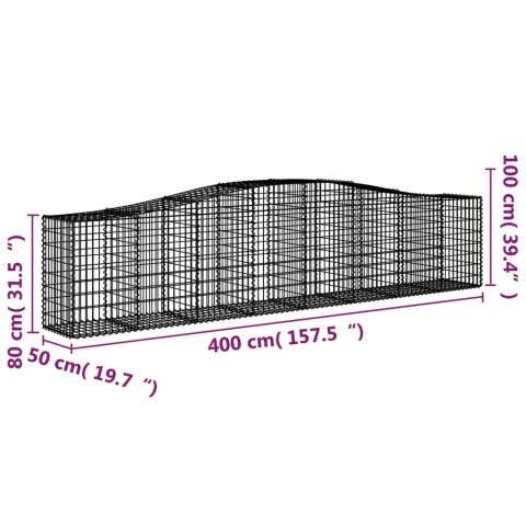 Kosze gabionowe, 4 szt, 400x50x80/100 cm, galwanizowane żelazo Kosze gabionowe, 4 szt, 400x50x80/100 cm, galwanizowane żelazo